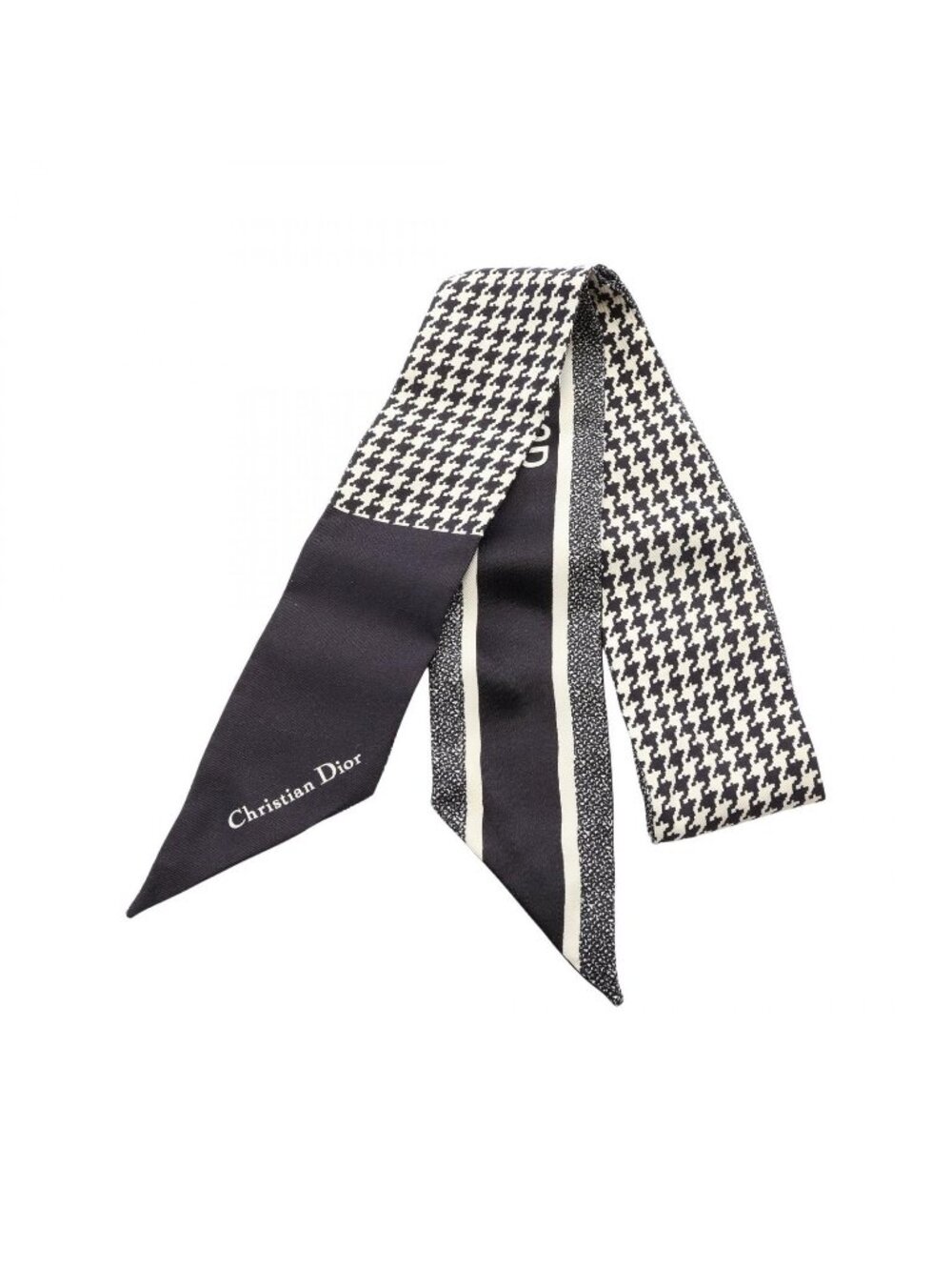 Dior Scarf Mitzah Houndstooth Ribbon Silk